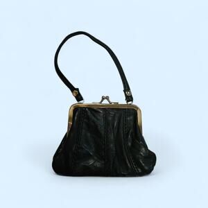 Mini black leather wallet bag